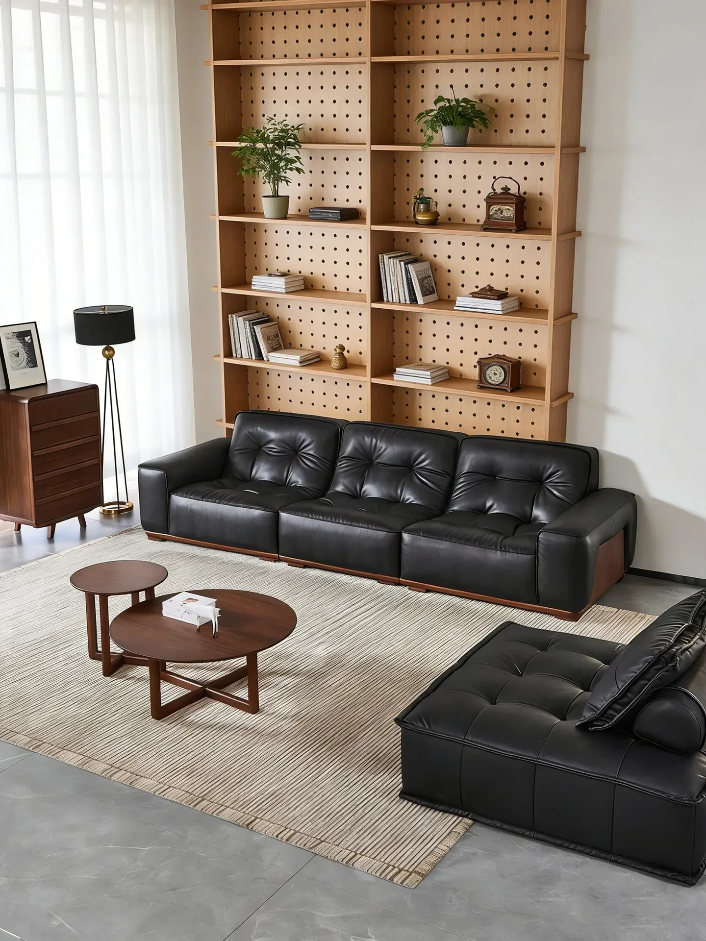 Solid Wood Home Modern Black Walnut Living Room Furniture Inline SofaX15
