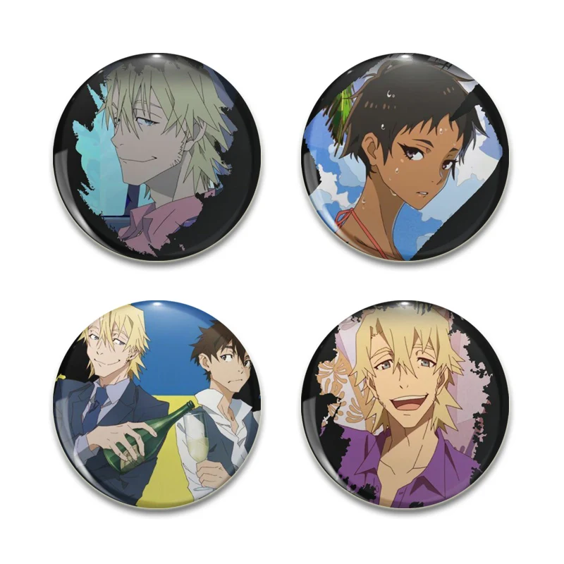Great Pretender Pin Round Cartoon Funny Snap-in Brooches for Backpack Cothes Accessories Anime Collection Badge Hat Decoration