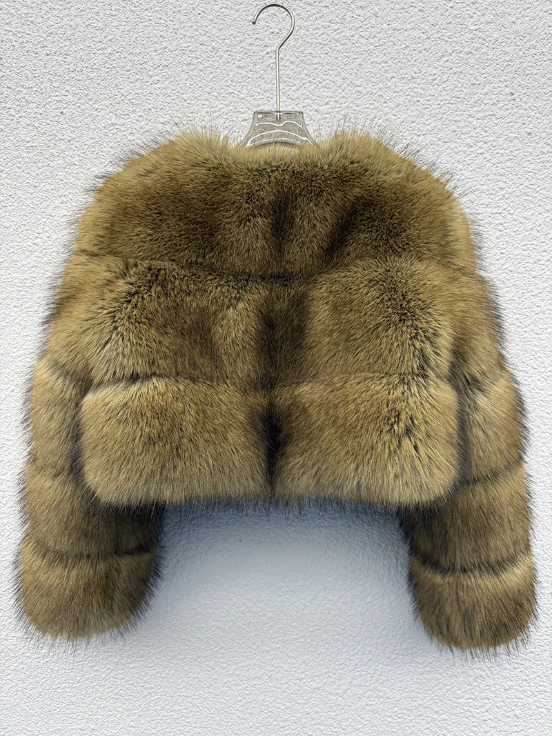 

Women's Faux Raccoon Fur Coat Super Hot Winter Jacket with Turndown Collar Luxury Thick Top Plus Size Jackets Female