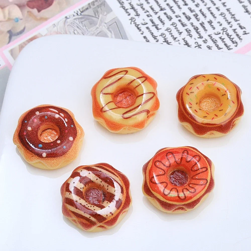 10PCS Shiny Chocolate Donut Series Resin Flatback Cabochons For Hairpin Scrapbooking DIY Jewelry Craft Decoration Accessories