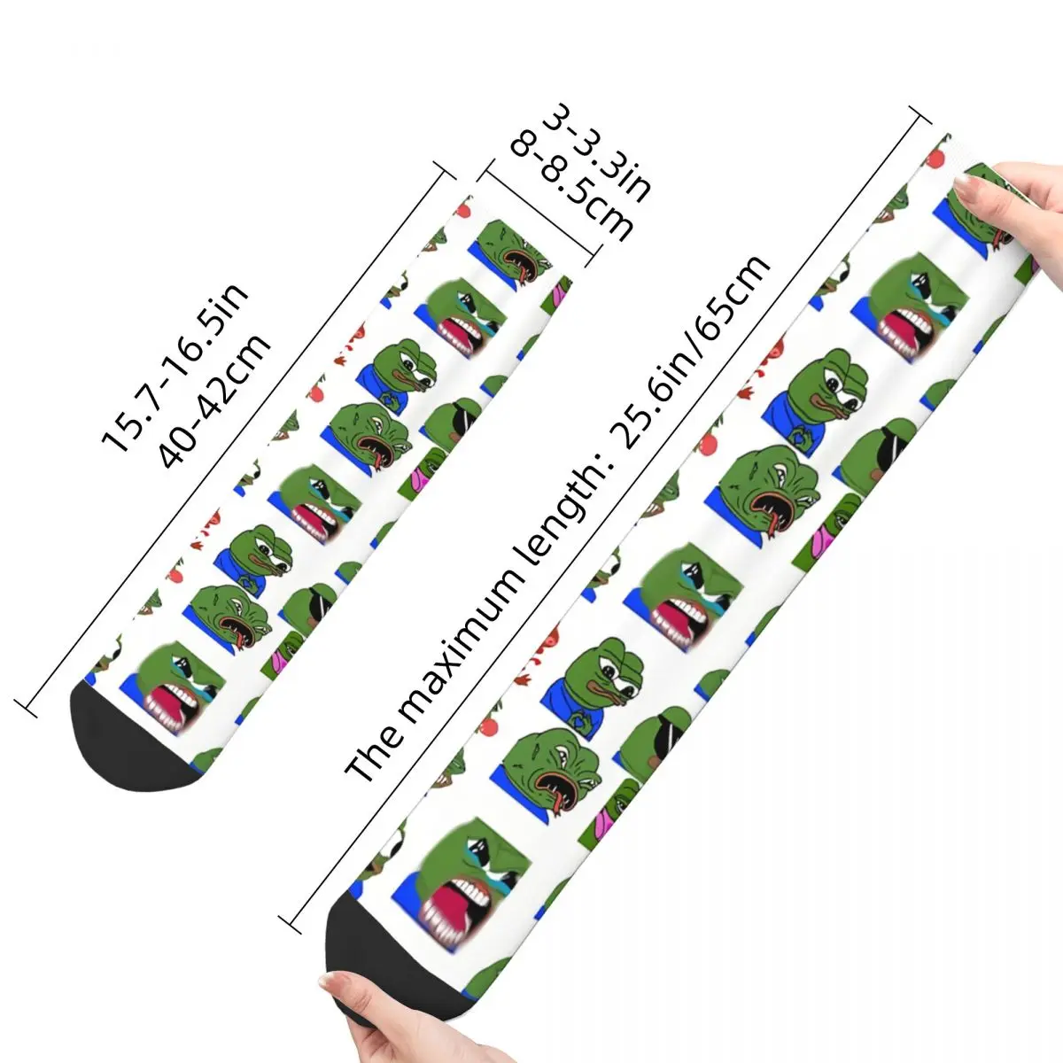 Funny Happy Sock for Men Meme Pack Hip Hop Pepe The Frog Quality Pattern Printed Crew Sock Casual Gift