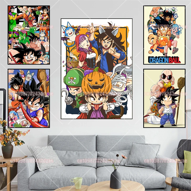 

HD Print Dragon Ball Childhood Cute Goku Poster Canvas Painting Children Gift Wall Art Living Room Bedroom Classic Decoration
