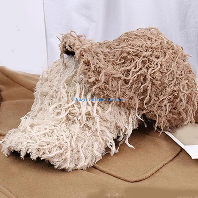 Gorras béisbol felpa con flecos para adultos, gorro béisbol cálido para uso diario, Unisex, invierno y otoño, 400A