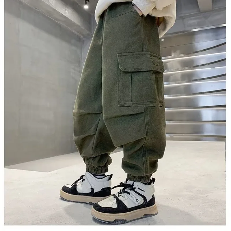 

Teenage Boys Pants Overalls Spring and Autumn Children's Clothing Big Boys Casual Pocket Design Trousers 6 8 10 12 14Years