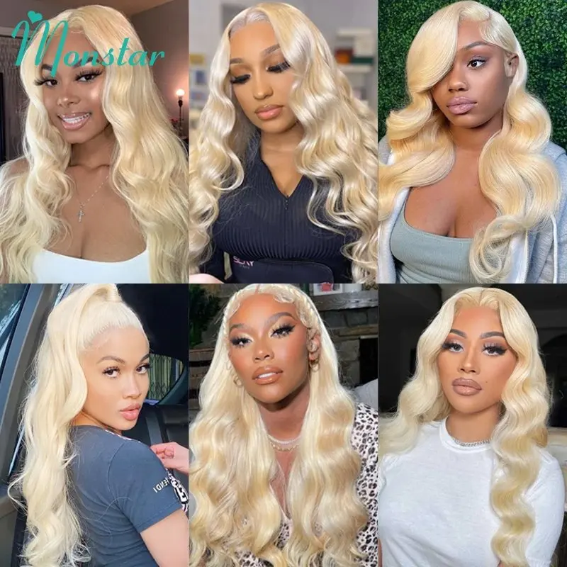 Blonde 613  13x6 Human Hair 13X4 Frontal Blonde Colored 20 40 Inch Body Waves Glue-Free Waves Wig 150 Density HD Lace Wig