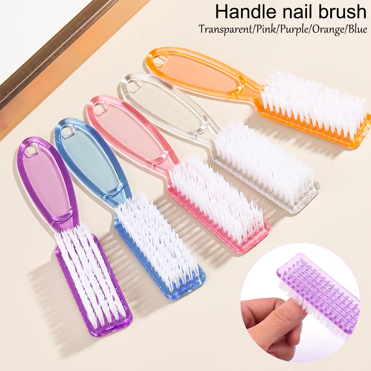 Handle Nail Brush, Cleaning Nail Tool, Scrub Cleaning Brush, Multifunctional Five-Color Manicure Brush for Toe and Nail Cleaning