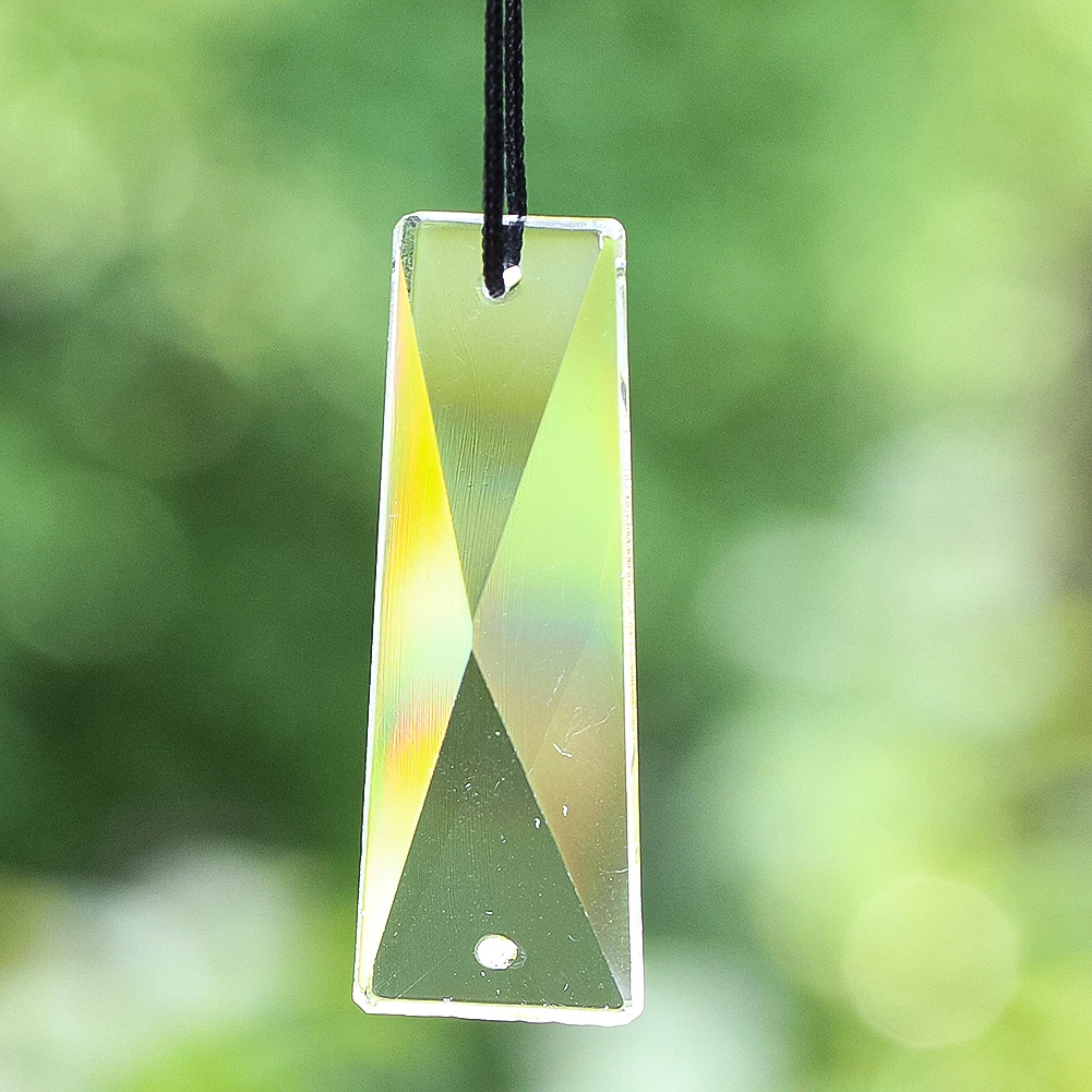 50mm Clear Trapezoidal Crystal Hanging Ornament Prismatic Faceted Suncatcher Glass Art Chandelier Accessory Garden Decoration