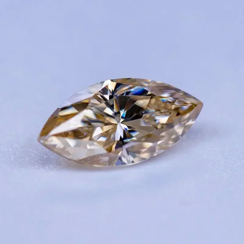 Moissanite Stone Gemstone Tea Yellow Primary Marquise Cut Lab Grown Gemstone for Diy for Jewelry Making with GRA Certified