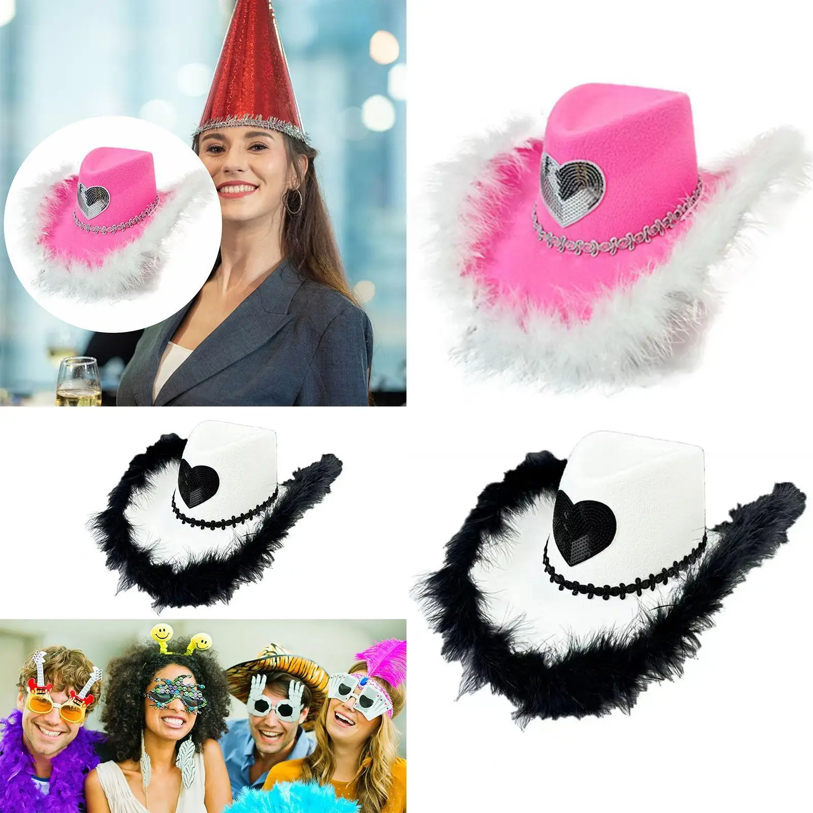 Cappello da cowboy Vesti berretto decorativo Cappello da cowgirl per le vacanze di Halloween di nozze