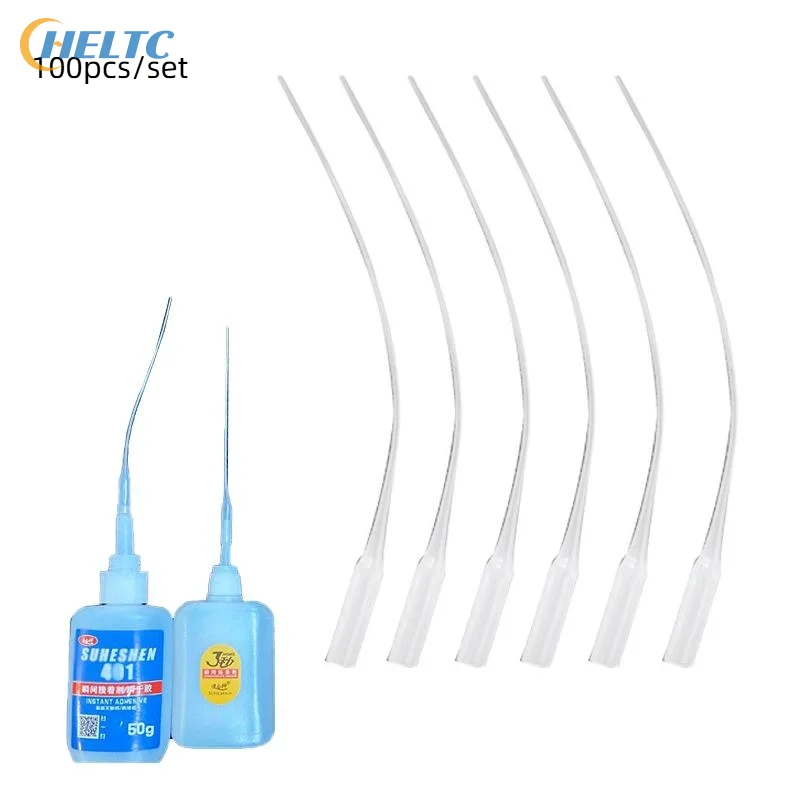 100pcs/set  Dispensing dropper Glue Tips Plastic Glue Micro-Tips Glue Extender Precision CA Glue Applicator Dispensing dropper