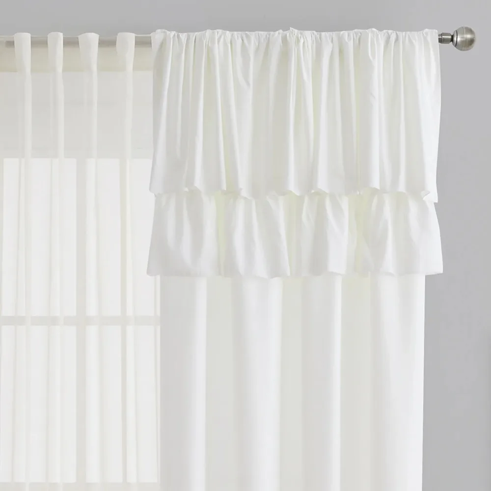 Panel dan Gunting Tirai Jendela Gading Solid Berkerut, Set 4, 50 x 95