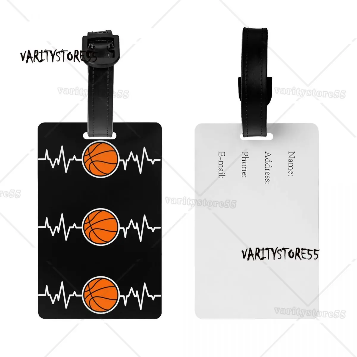 Custom Heartbeat Basketball Luggage Tag With Name Card sports Privacy Cover ID Label for Travel Bag Suitcase