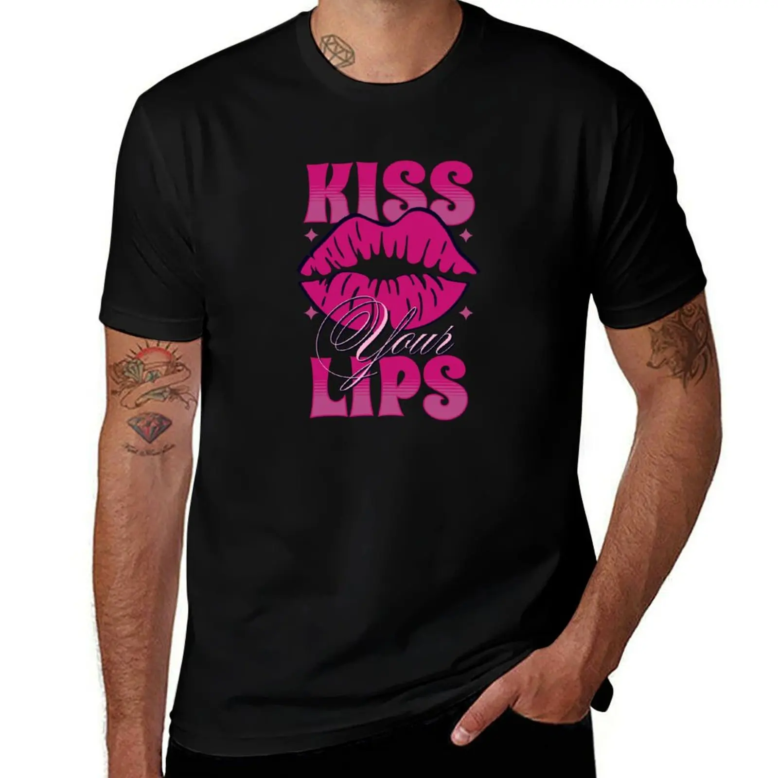 

Kiss Your Lips T-Shirt plus size clothes blue lock anime clothes anime shirt mens vintage t shirts