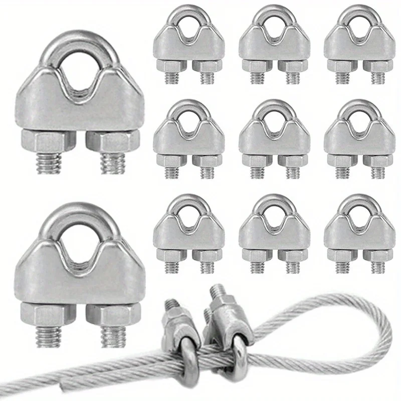 5pcs U-Shape M3 Cable Clamps, 3mm Wire Rope Fixing Bolts, Heavy-Duty 304 Saddle Fasteners for Secure Cable Management