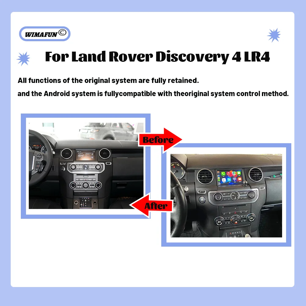 For Land Rover Discovery 4 LR4 AC Panel 2011-2016 Car Radio Navigation Player Multimedia Bluetooth Carplay Android12 Auto