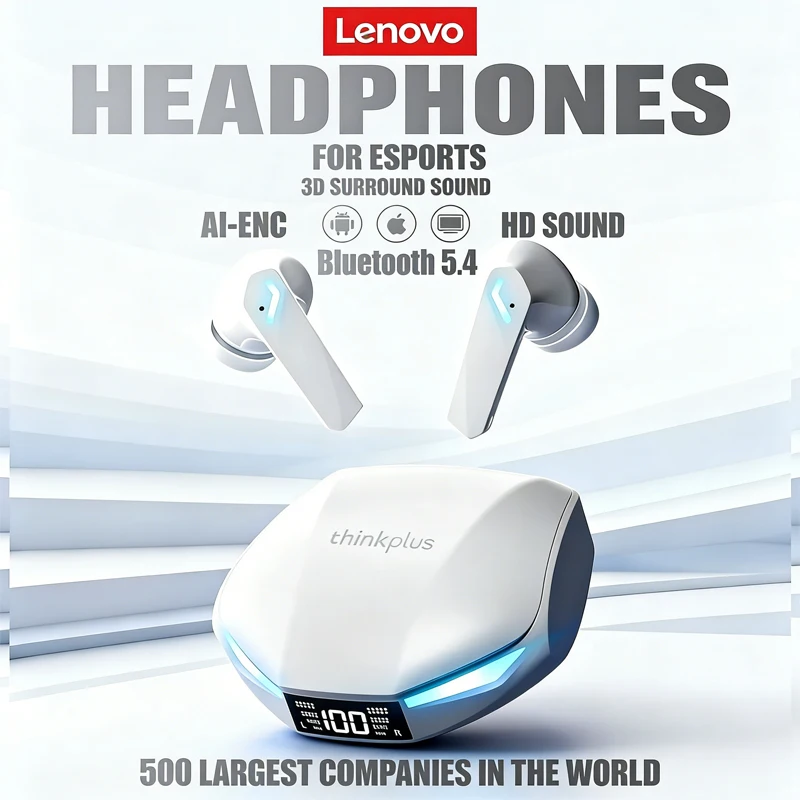 Wholesale Lenovo XT53 Bluetooth 5.4 Earphones LED Power Display Gaming Headphones Waterproof Anti-sweat Upgraded Wireless Earbud