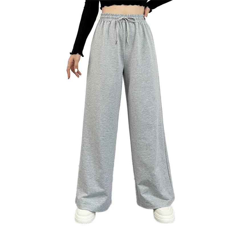 New Wide Leg Pants For Women Straight Pants Bottom All-Math Plain Fitness Joggers Pants Travel Basic Casual Pants On Sale