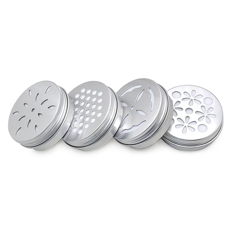 50pcs Aluminum Candle Jars 60ML Round Aroma Tin Metal Box Cosmetics Cream Pot Air Freshener Aluminum Jar with Hollow Hole Lid