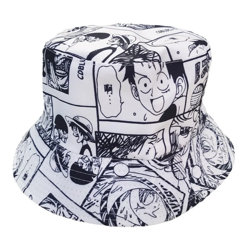 ONE PIECE Luffy Bucket Summer Men Women Hawaii Fisherman Hat Fashion Hip Hop Street Panama Hat Outdoor Sun Cap Bob Hat Gift