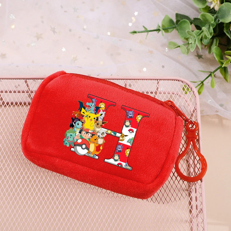 Anime Pokémon Buchstaben A-Z Kinder-Münzbeutel Cartoon Pikachu Mini-Geldbörse Mädchen Junge Tragbare Reißverschluss-Geldbörse Kleine Schlüsselaufbewahrungstasche