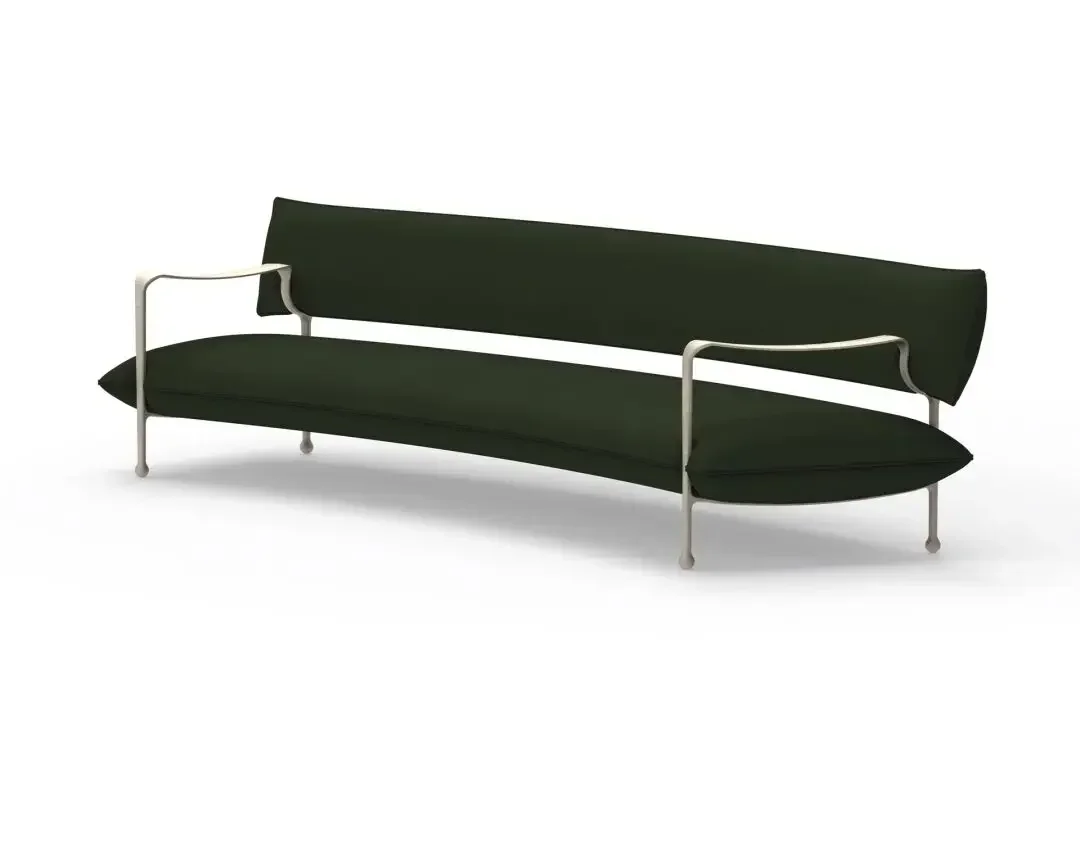 

Italian minimalist light luxury stainless steel three-person fabric sofa