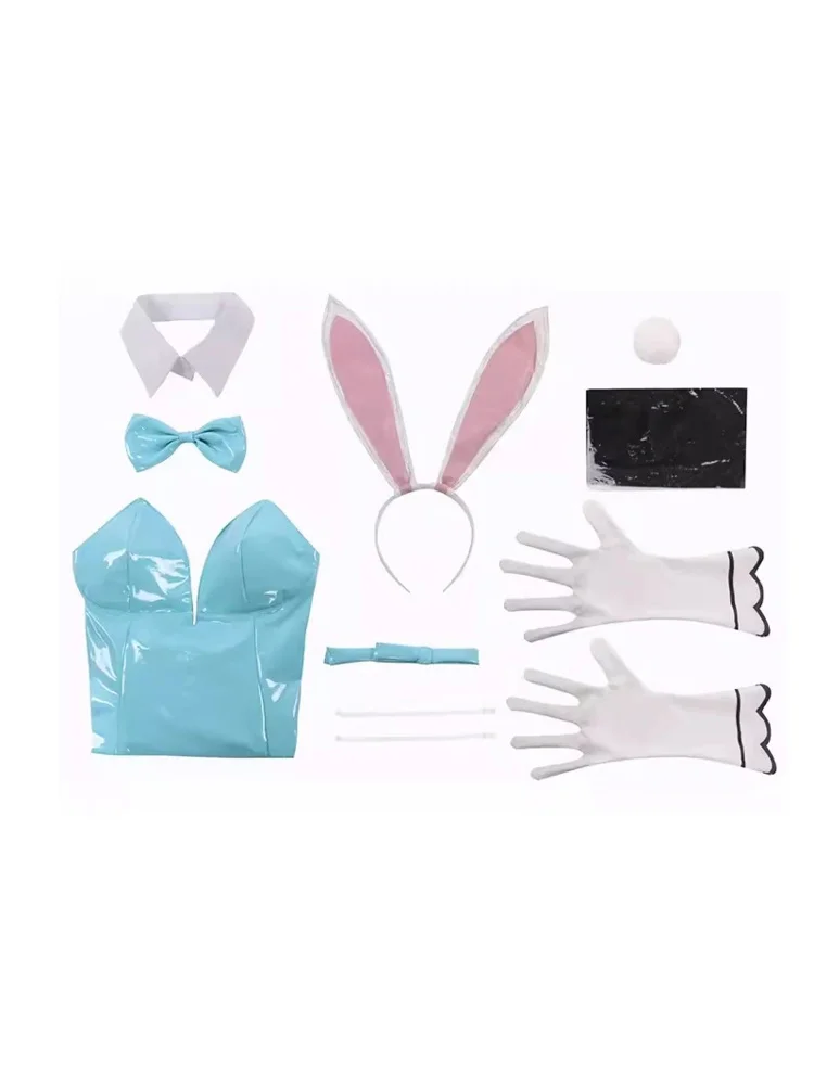 2025년 이이로레코스 애니메이션 아카이브 아스나 이치노세 무로카사 아카네 버니걸 코스튬 여성 섹시 코스프레 의상 흰색 및 파란색 점프수트