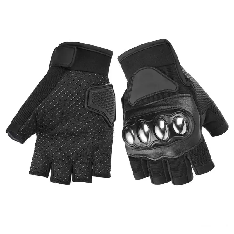 Fingerless Motorcycle Gloves Anti Slip Half Finger Cycling Gloves Anti-Fall Fingerless Biker Gloves for Cycling Workout Training