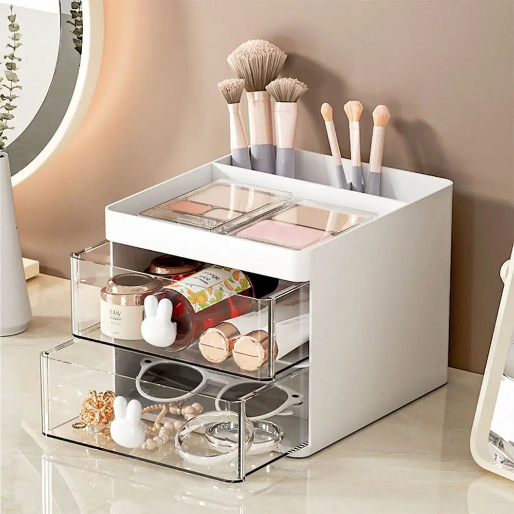 Imagem -04 - Pen Holder com Gaveta Transparente Compartimento Múltiplo Papelaria Storage Box Desktop Organizer