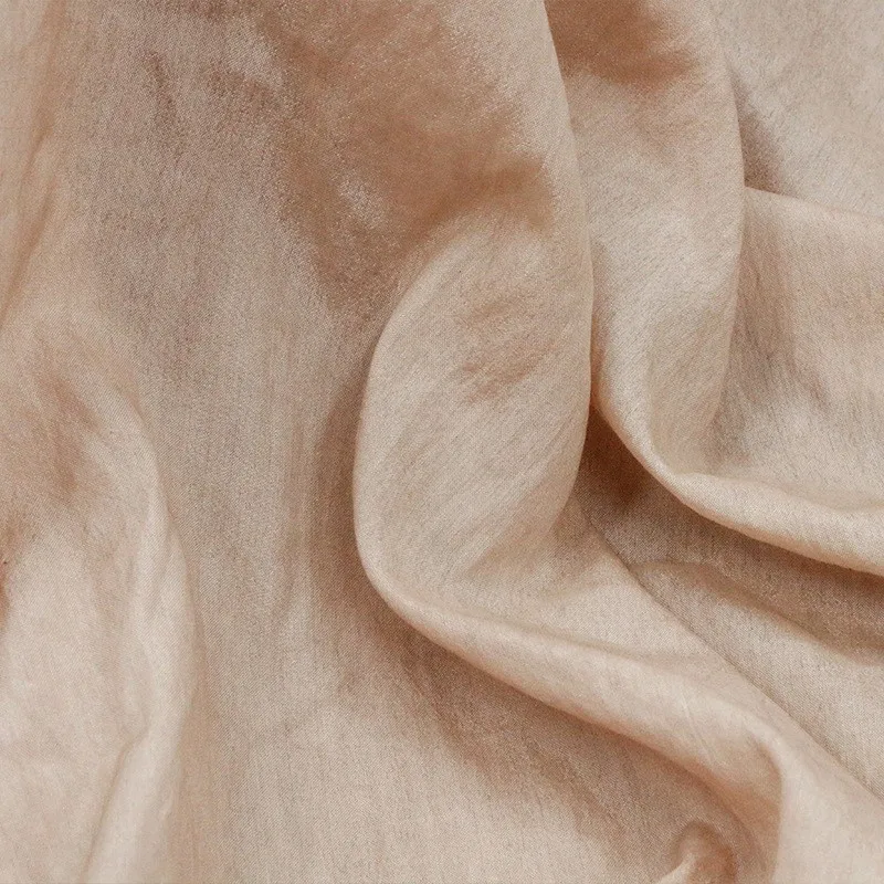 12mm tussah silk cotton dirty dye cold fabric spring and summer shirt dress stir-fried color