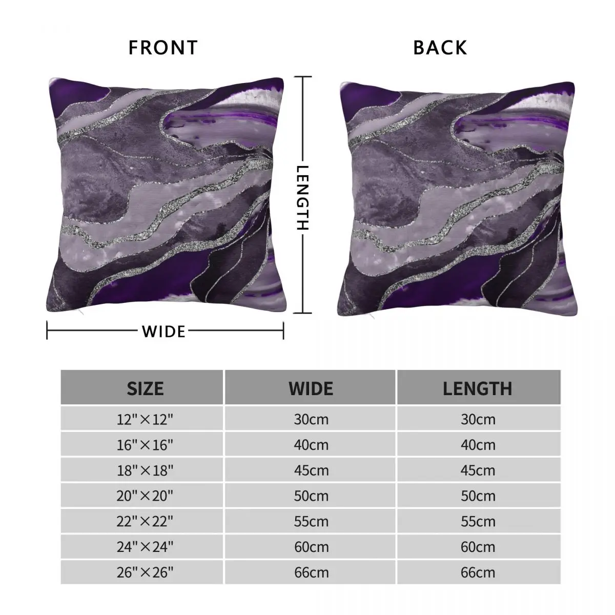 Violet Marble Agate Silver Square Pillowcase Polyester Linen Velvet Creative Decorative Throw Pillow Case Room Cushion Cover 18