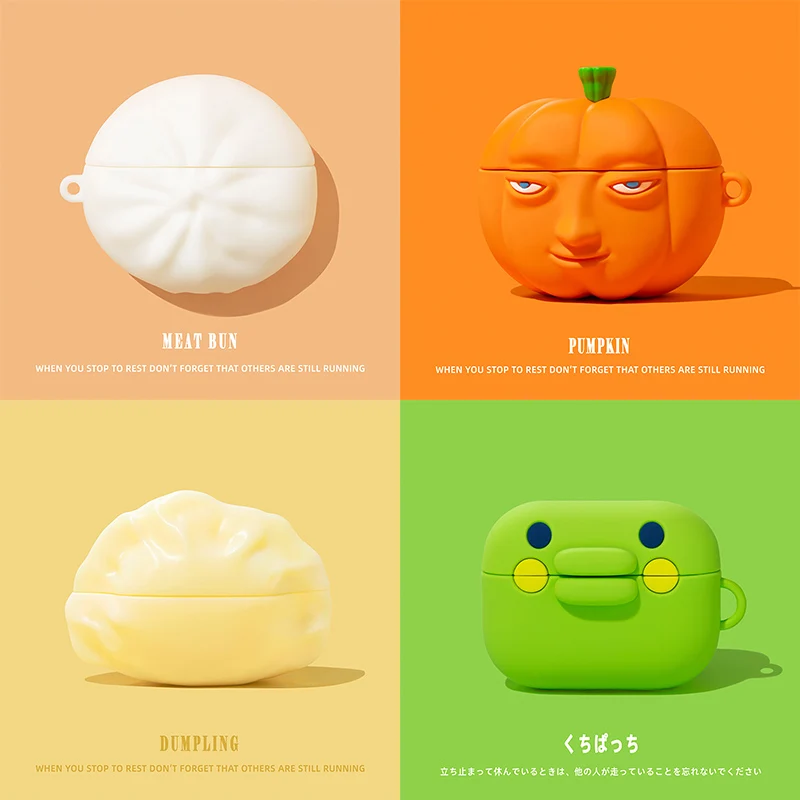 غطاء طعام صيني ثلاثي الأبعاد لأجهزة AirPods 4 حافظة ناعمة من السيليكون لأجهزة Apple AirPods Pro 2 صندوق شحن غطاء كرتوني لأجهزة AirPods 3