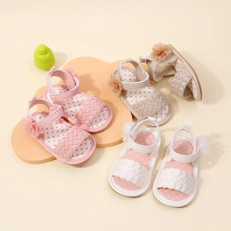 

Baby Sandals Floral Decoration Imitation Woven Pattern Baby Girl Slippers Walking Kids Shoes Baby Girl Shoes Toddler Sandals