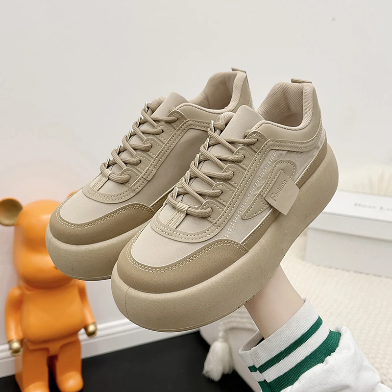 Female Winter Chunky Sneakers Warm Casual Vulcanized Shoes Woman High Platform Boots Fashion Lace Up Low Top Sneakers