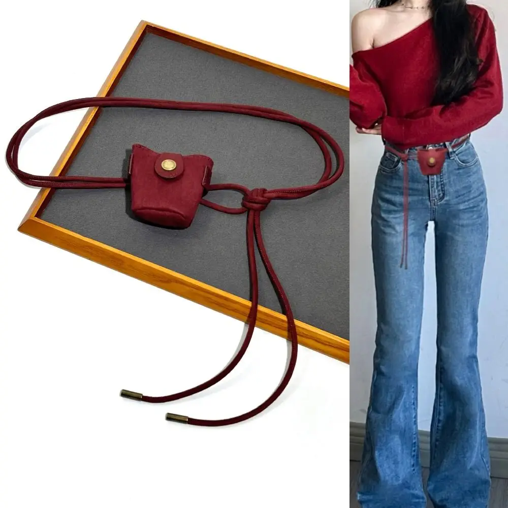 

Thin Suede Rope Belt Luxury Design Retro Waist Bag Casual Vintage Knot Waist Belt