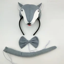 Adults Kids Plush Child Boy Animal Fox Wolf Ears Headband Tie Tail for Gift Party Cosplay Costume Christmas Halloween