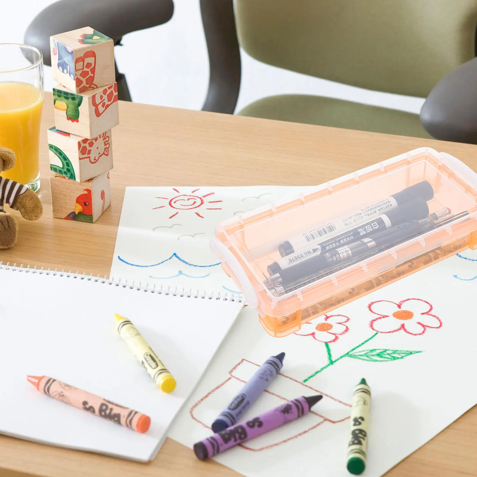 

3Pcs Pencil Box Plastic Pencil Case Large Capacity Portable Organizer for Kids Students Stationery Storage Container