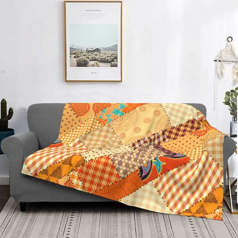 Boho Patchwork Style Blankets Fleece Spring Autumn Multi-function Super Soft Throw Blanket for Bedding Couch Bedspreads