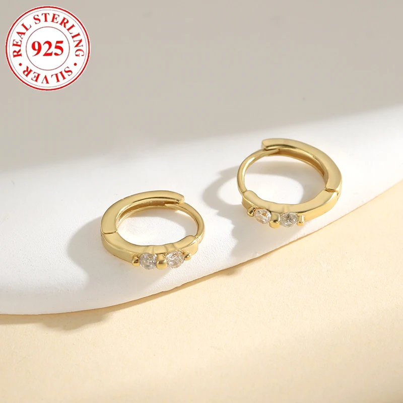 925 Silver Classic Double Diamonds Women's Earrings Hypoallergenic Suitable for Gift Giving