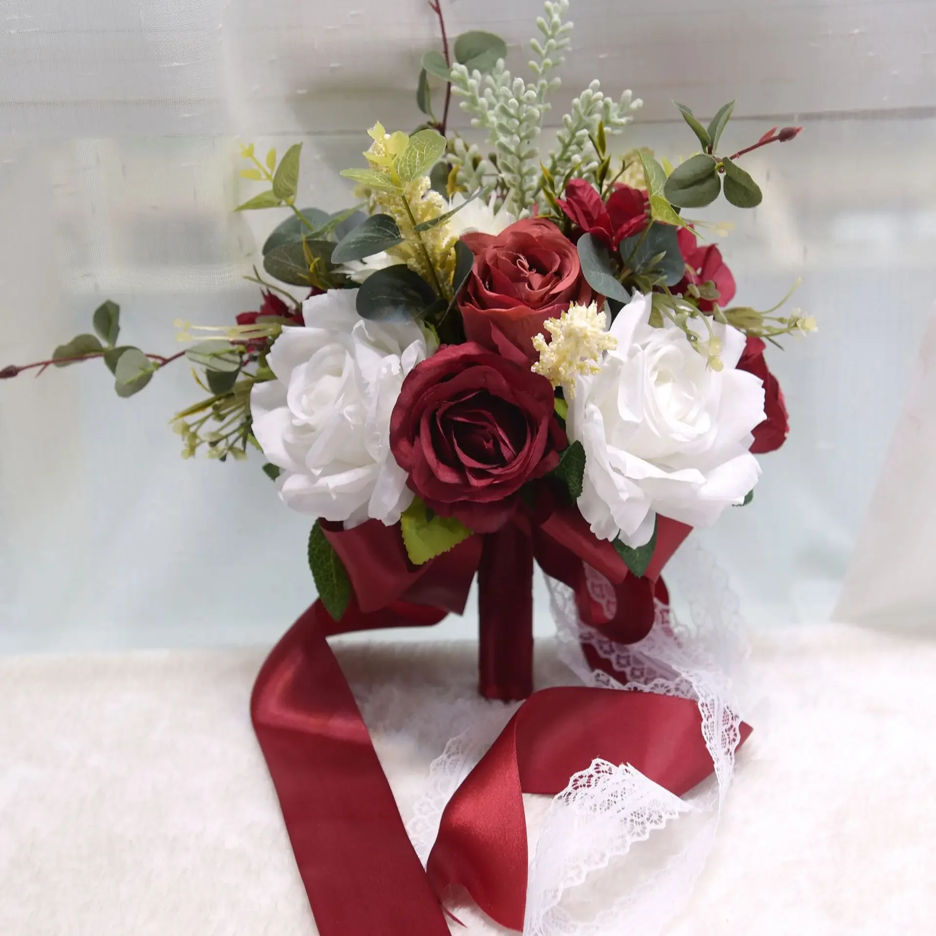 bouquet for the bride  burgundy flowers  ramo novia  wedding bouquet for bride  artificial flowers wedding bouquet