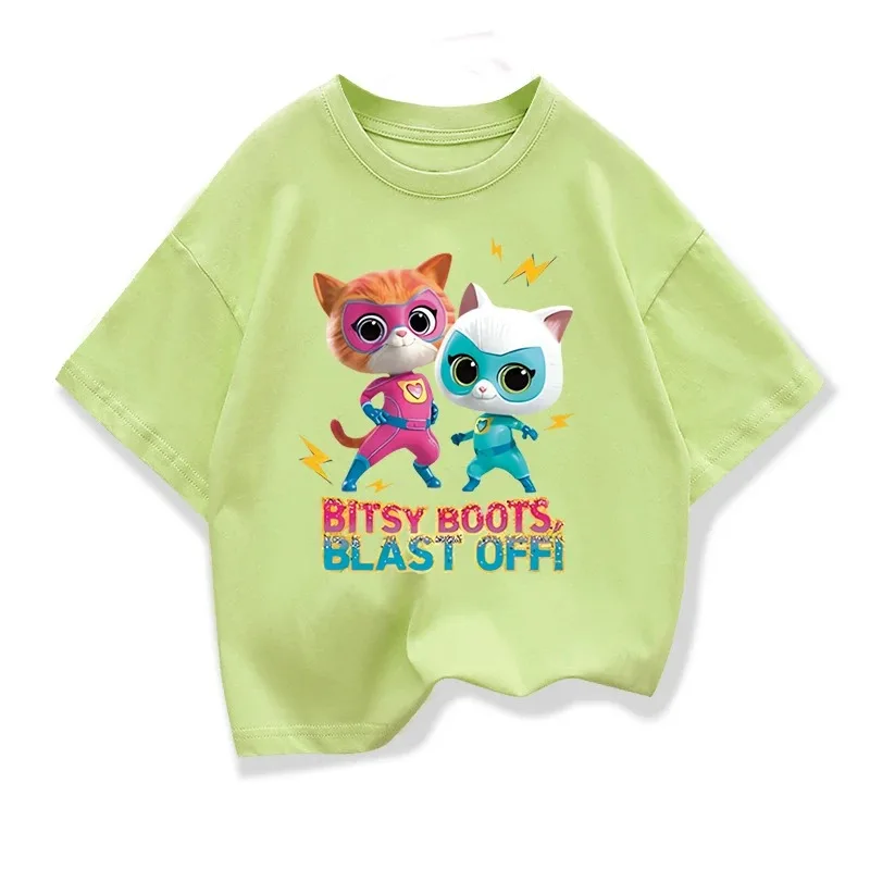 Sommerkleidung Spiel Super Katzen Kostüm Kinder SuperKitties T-Shirt Baby Mädchen Kleinkind Jungen Baumwoll-T-Shirt Kinder Kurzarm-Oberteile – Detail 6