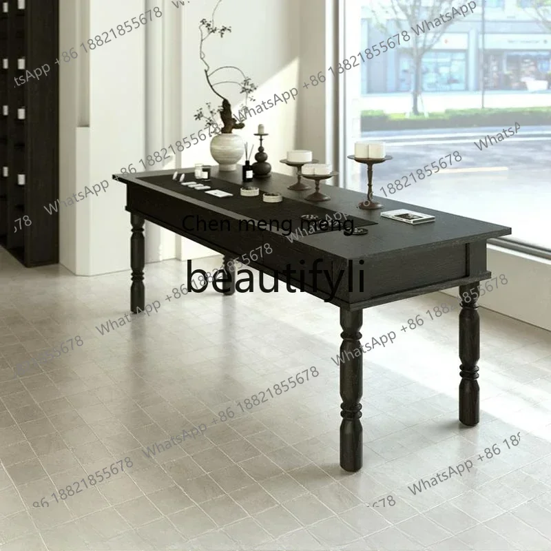 

zx1Nakashimadai Aromatherapy Essential Oil Fragrance Table Candle Diffuser Stone Water Table Wooden Display Long Table with Draw