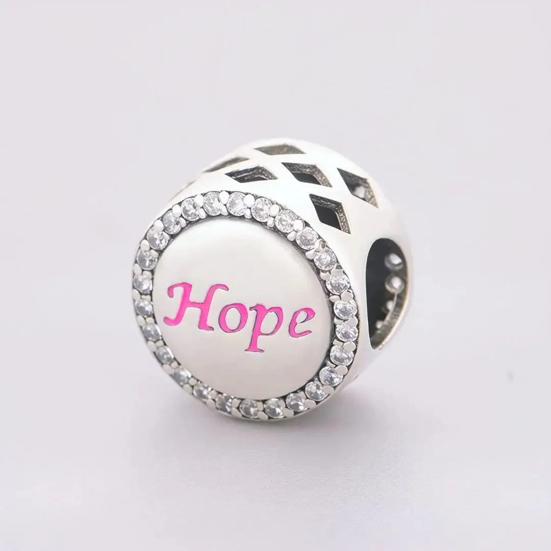 Picture 7: Fit Original Charm Bracelet 925 Silver Hope Faith DNA Serotonin Breast Cancer Awareness Optician Bead For Making Berloque DIY