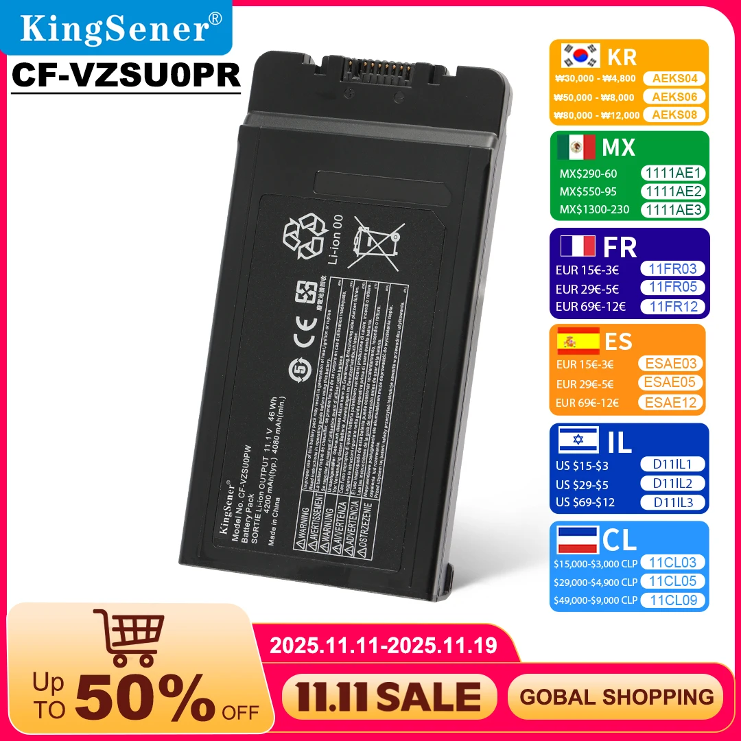 

KingSener 11,1 В 4200 мАч CF-VZSU0PR CF-VZSU0PW CF-VZSU0GW Аккумулятор для ноутбука Panasonic CF-54 Toughbook CF-VZSU0LW 46WH