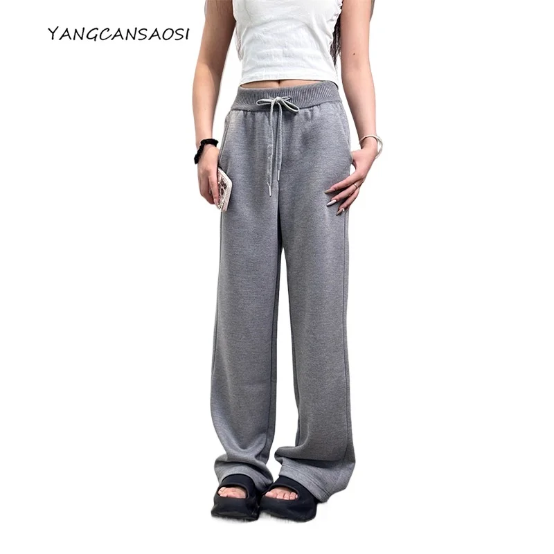 

2025 Women's Casual Autumn New Style High End Hanging High Waist Solid Color Temperament Commuter Pocket Design Casual Pants