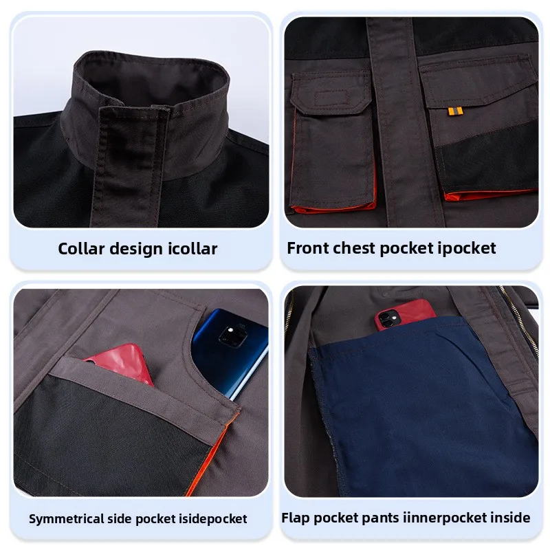 New Three-dimensional Large Pockets Multi-pocket Coveralls Jacket Large Pockets Workwear Tops Labor Insurance Clothing Overalls