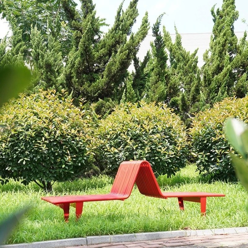 

Outdoor stainless steel park chair anti-corrosion spray creative arched bench shopping mall square garden leisure bench