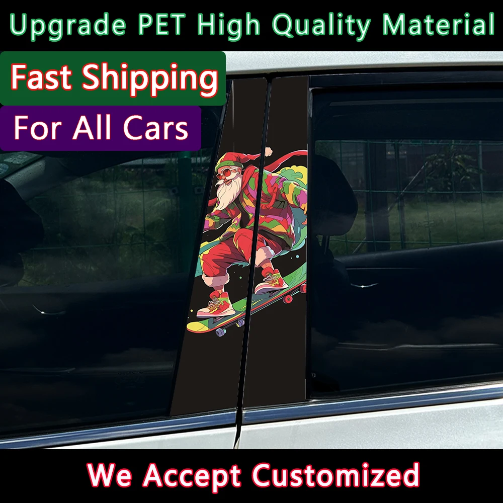 

Аниме крутой скейт Санта-Клаус украшенный автомобиль B столб наклейки ПЭТ Рождественские украшения автомобильные наклейки Санта-Клаус забавные наклейки