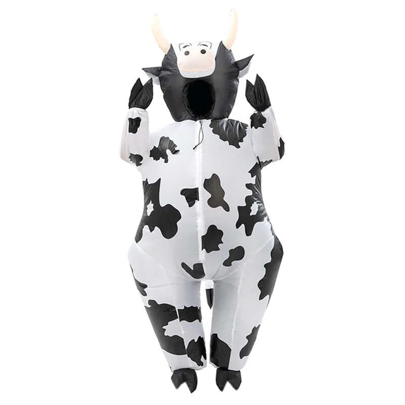 

Cute Inflatable Cow Costume Blowing Up Costume Performance Props Full Body Wear-on Costumes Theme Farm Party