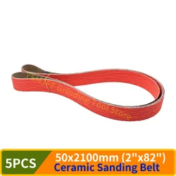 5PCS 2100x50mm Ceramic Abrasive Sanding Belt 24-80 Grit,Ceramic Sanding Belt for Polishing Metal Sharpening Metals And Knife