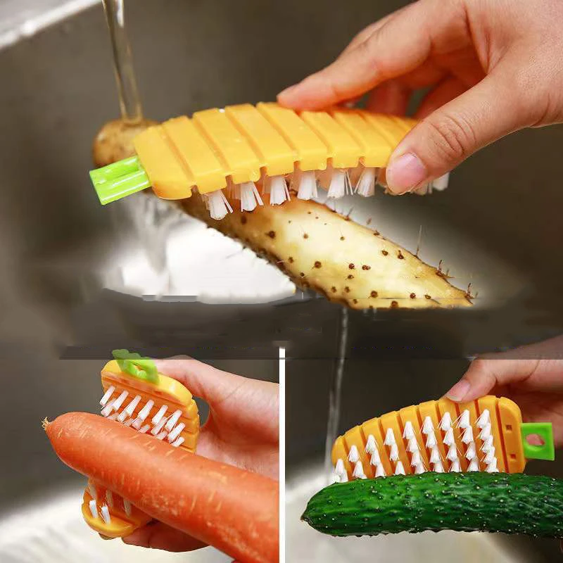 Cepillo de limpieza Flexible multifuncional, cepillo de zanahoria para patatas, frutas y verduras, tablero Flexible de cocina, hueco sin punto ciego